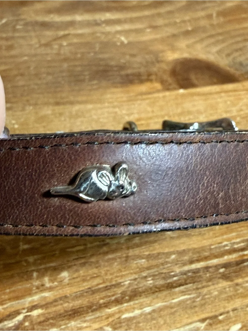 Woof Wear Studded Leather Dog Collar Mouse Design Vtg 97